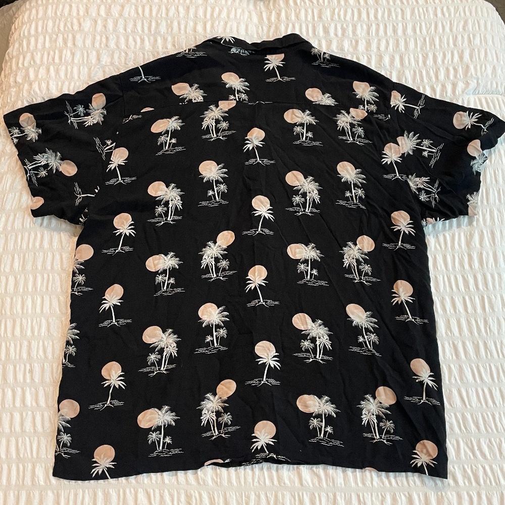 🌟 No Boundaries Black Tropical Palm Tree Hawaiian Shirt 3XL Short Sleeve